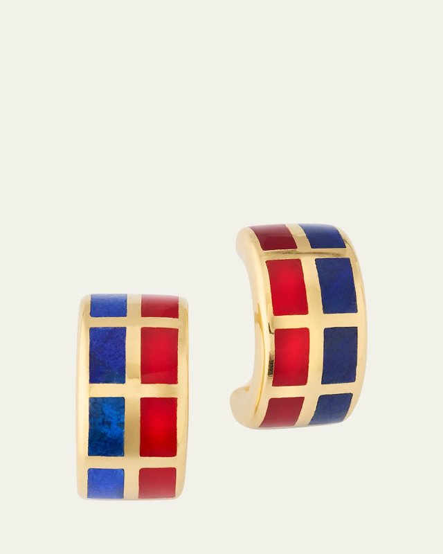 Dash Rectangle Gemstone Huggie Earrings